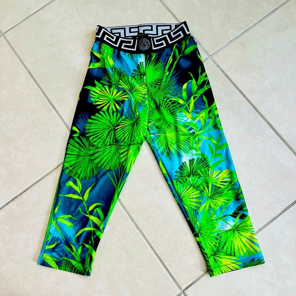 Versace Pants - Versace green jungle leggings